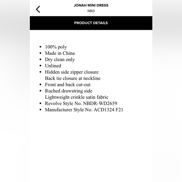 NWT Jonah Mini Dress by NBD Small - Picture 5 of 5